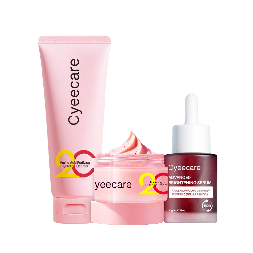 Set perawatan kulit tiga bagian: Pelembap + Serum + Pembersih